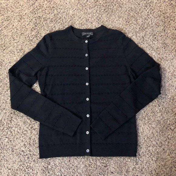Ann Taylor Black Cardigan Womens S New Ruffled Detail - Picture 5 of 12
